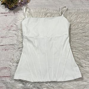 Meshki White Corset Bustier Style Crop Tank Cami